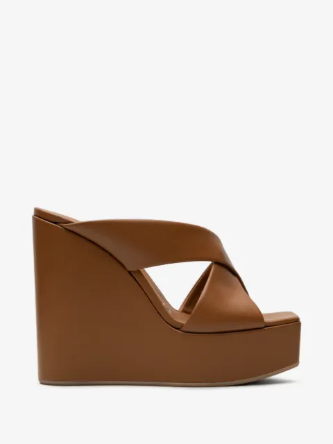 Vicini crossover-strap platform mules