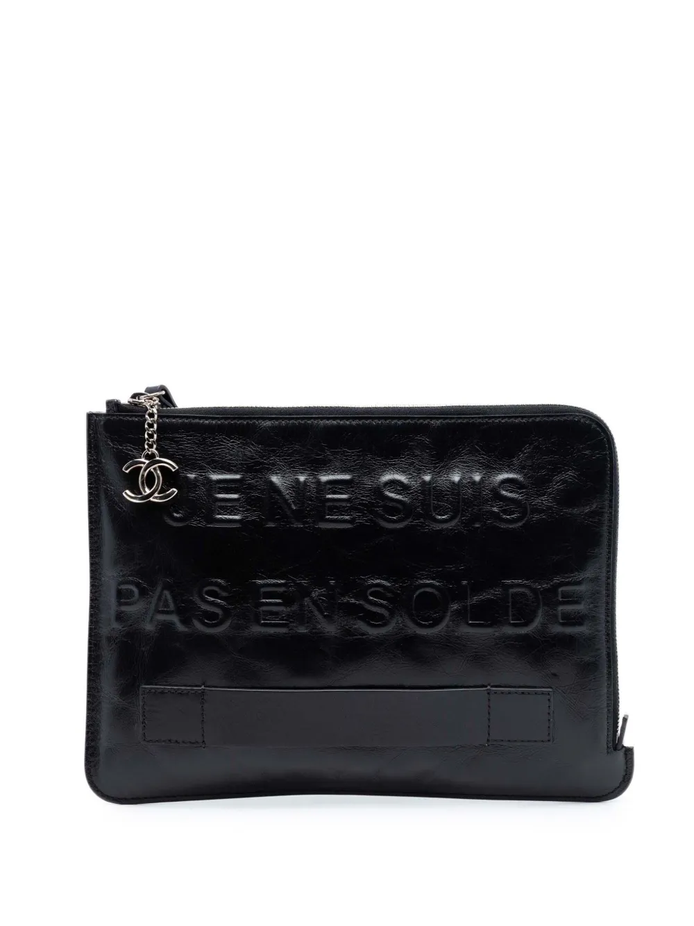 CHANEL Pre-Owned 2014-2015 Distressed Calfskin Je Ne Suis Pas En Solde clutch bag - Schwarz