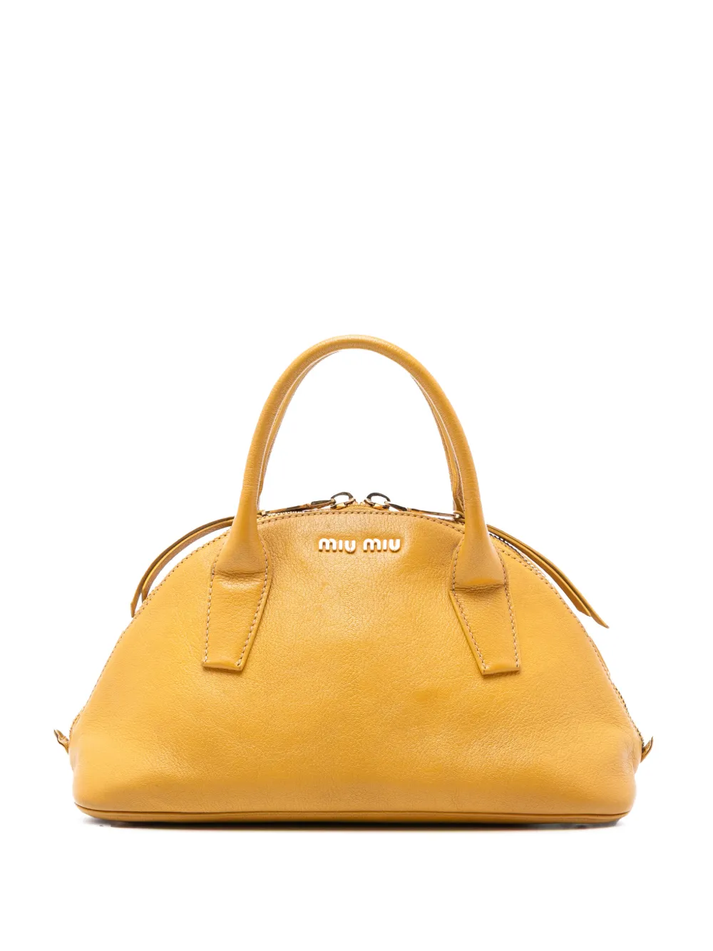 Miu Miu Pre-Owned 2010 Goatskin Madras Bowling Bag satchel - Giallo