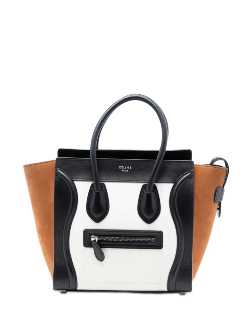 Celine Pre-Owned 2017 Micro Tricolor Nubuck and Calfskin Luggage tote bag - Bianco