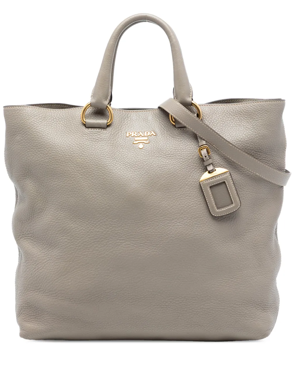 Prada Pre-Owned 2010-2026 Vitello Daino Open Convertible Tote satchel - Grigio