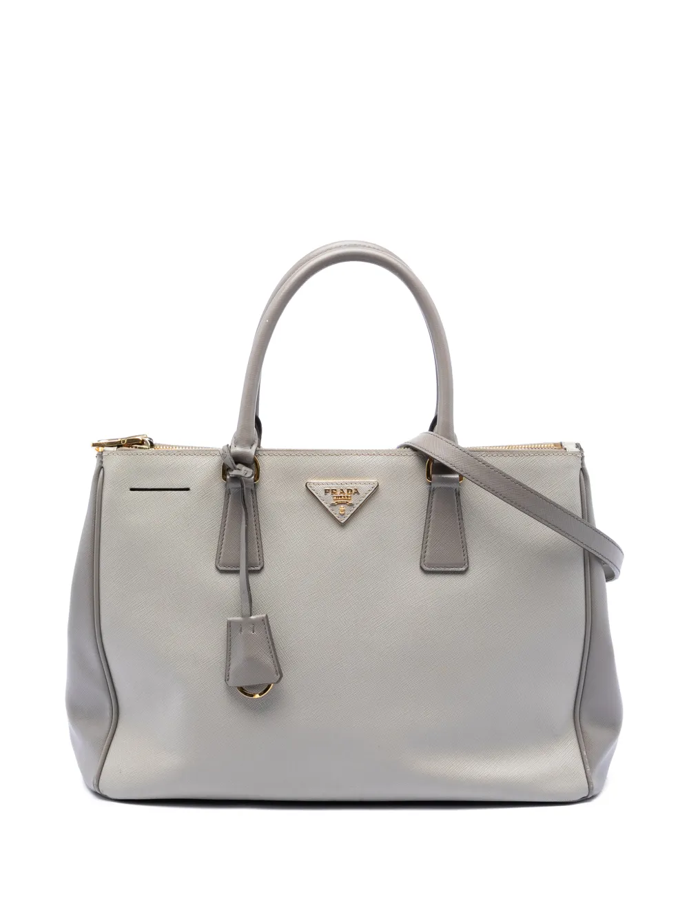 Prada Pre-Owned 2013-2025 Medium Bicolor Saffiano Lux Galleria Double Zip satchel - Grigio
