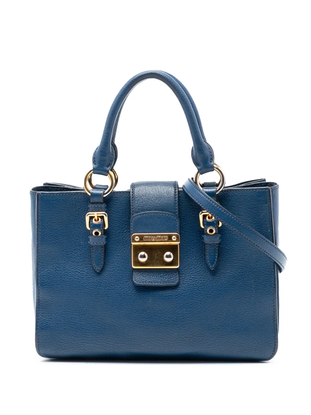 Miu Miu Pre-Owned 2010-2026 Goatskin Madras satchel - Blu