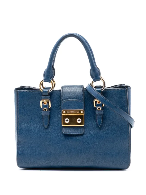 miu miu ネイビーブルー　チャーム付きベルト(2026年3月末　削除予定) Miu Miu Pre-Owned 2010-2026 ゴートスキン マドラス サッチェルバッグ