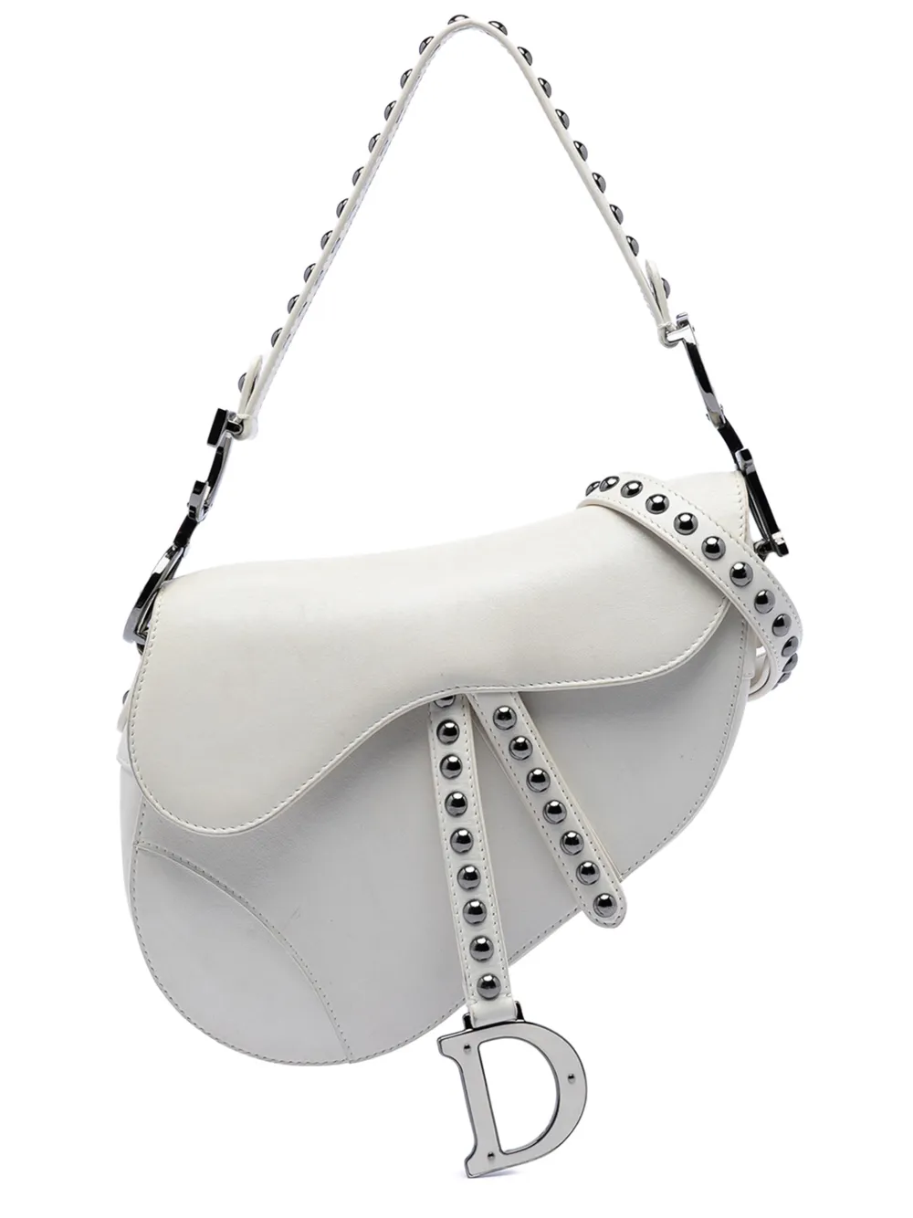 Christian Dior Pre-Owned 2022 Studded Leather Saddle Bag satchel - Weiß
