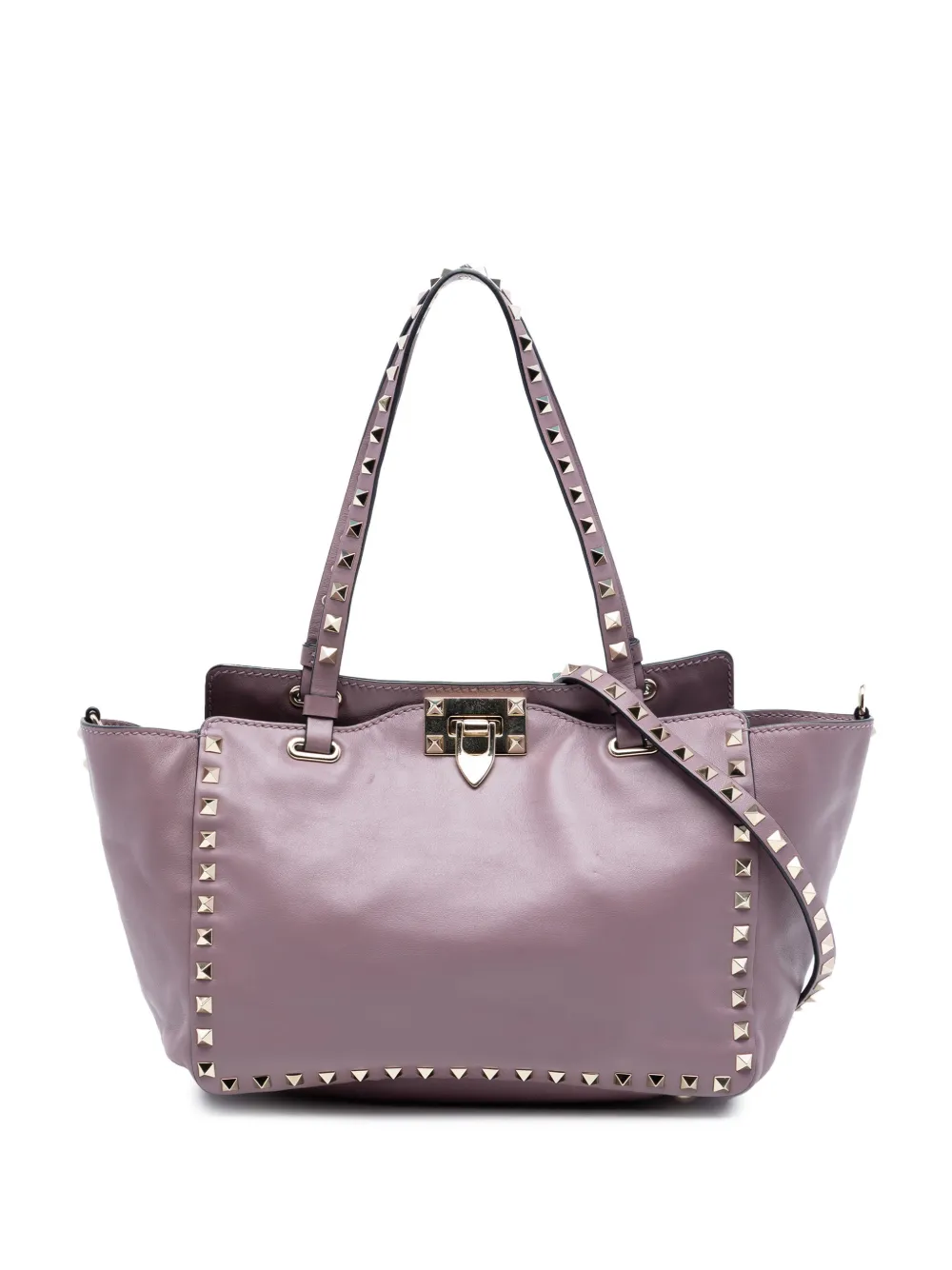 Valentino Garavani Pre-Owned 2000-2017 Small Grained Calfskin Rockstud Trapeze satchel - Viola