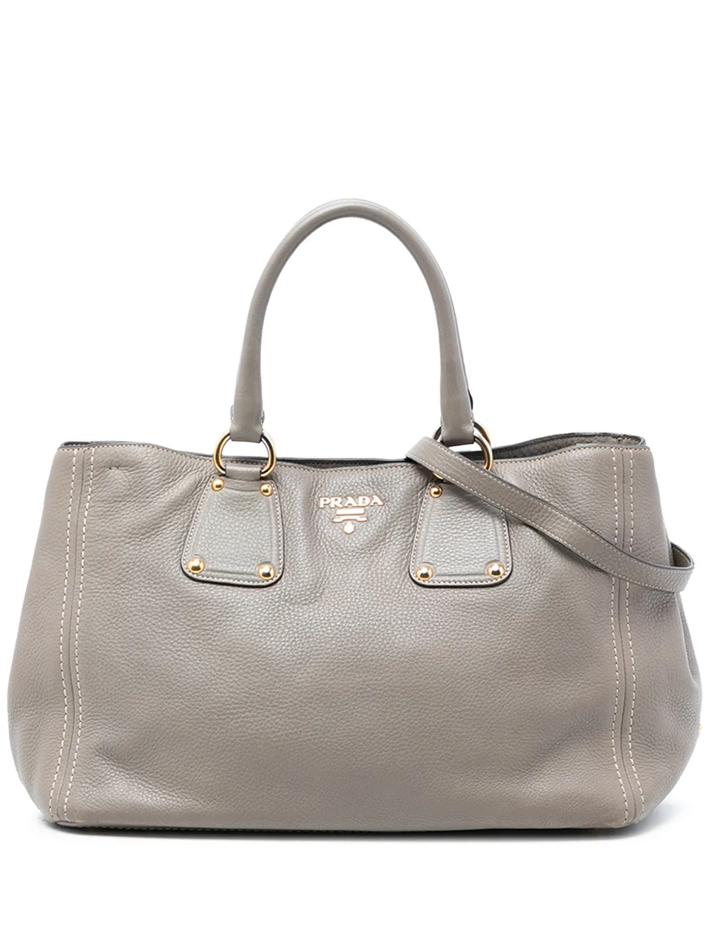Prada Pre-Owned 2010-2025 Vitello Daino Open Convertible Tote satchel - Grigio