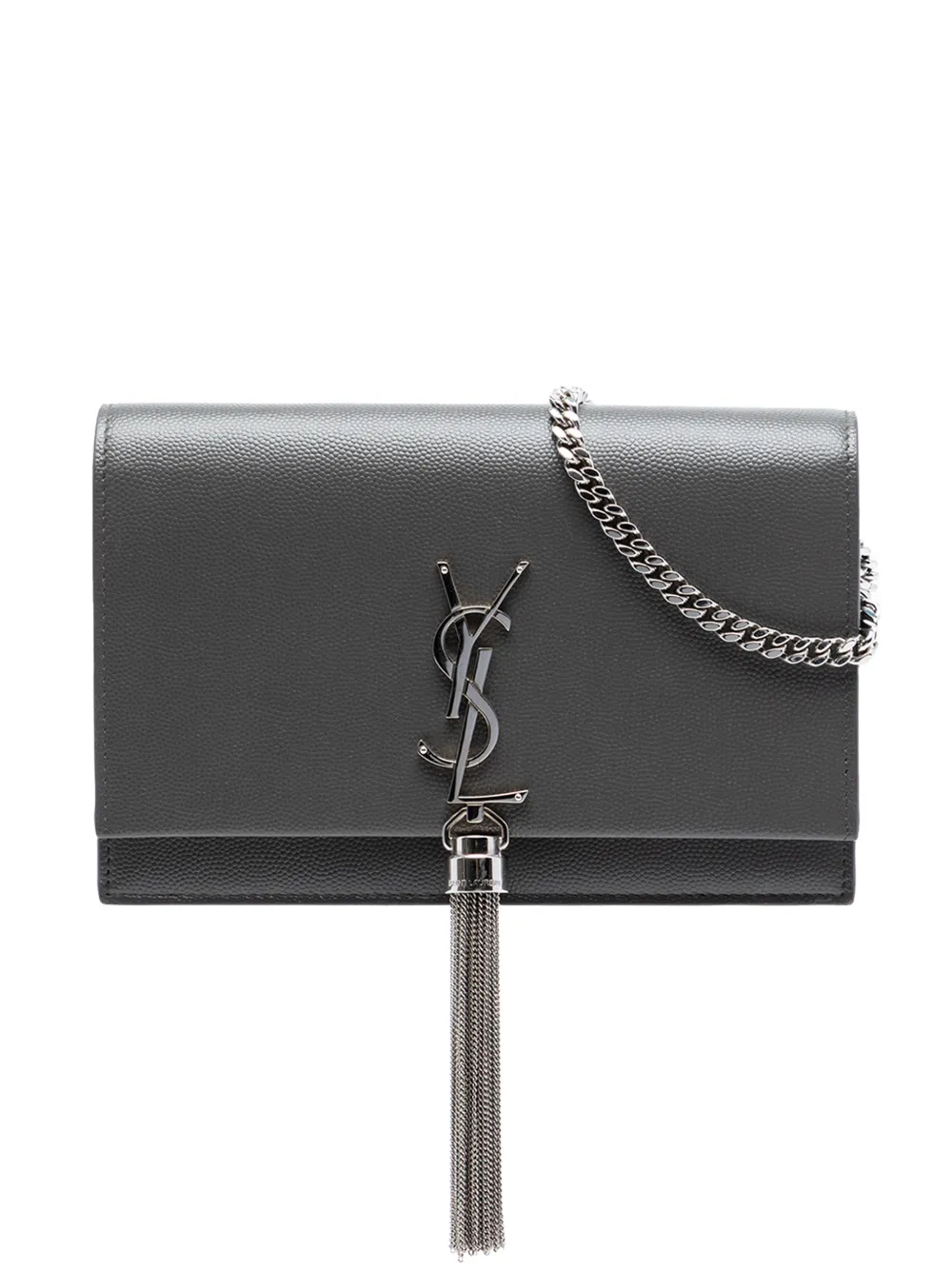Saint Laurent Pre-Owned 2018 Grain de Poudre Monogram Kate Tassel Wallet on Chain crossbody bag - Grigio