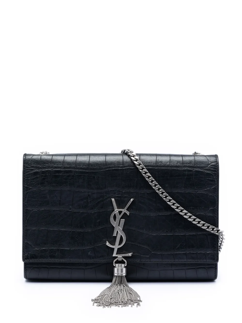 Saint Laurent Pre-Owned 2016 Medium Croc Embossed Leather Kate Tassel crossbody bag - Schwarz