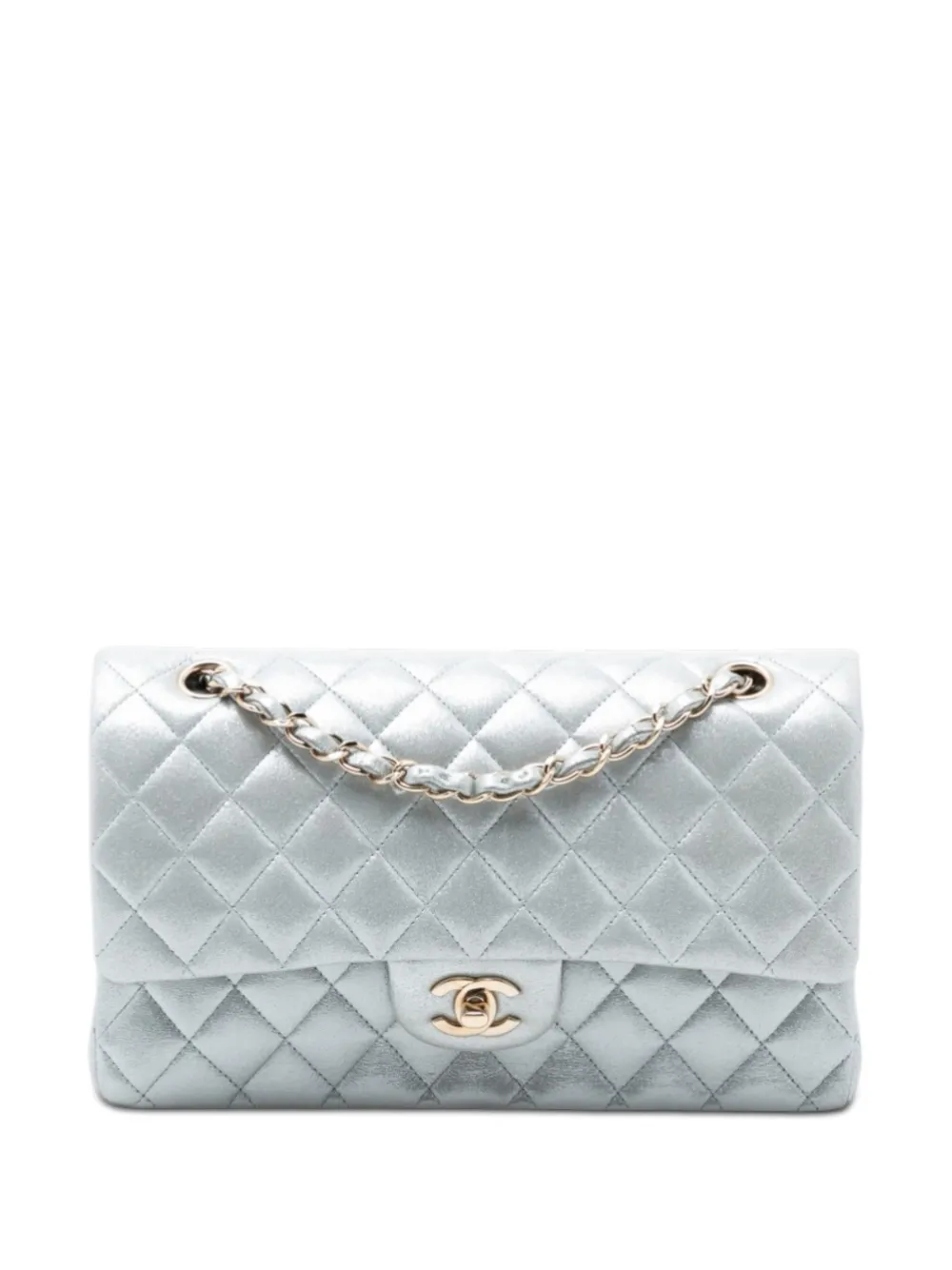 CHANEL Pre-Owned 2011 Medium Classic Iridescent Lambskin Double Flap shoulder bag - Argento