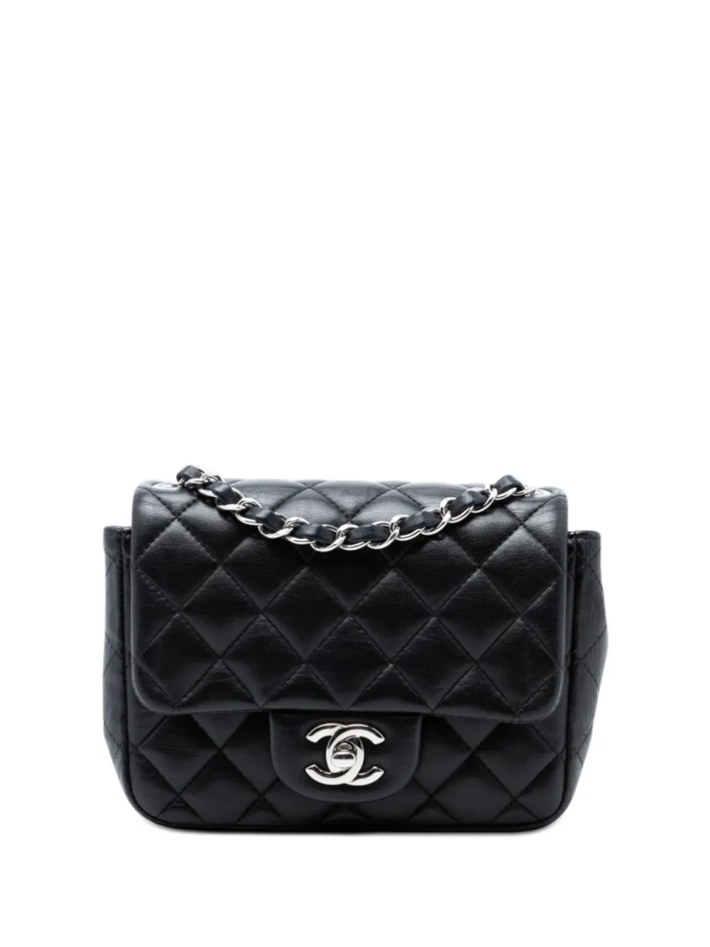 CHANEL Pre-Owned 2016-2017 Mini Square Classic Lambskin Single Flap crossbody bag - Nero