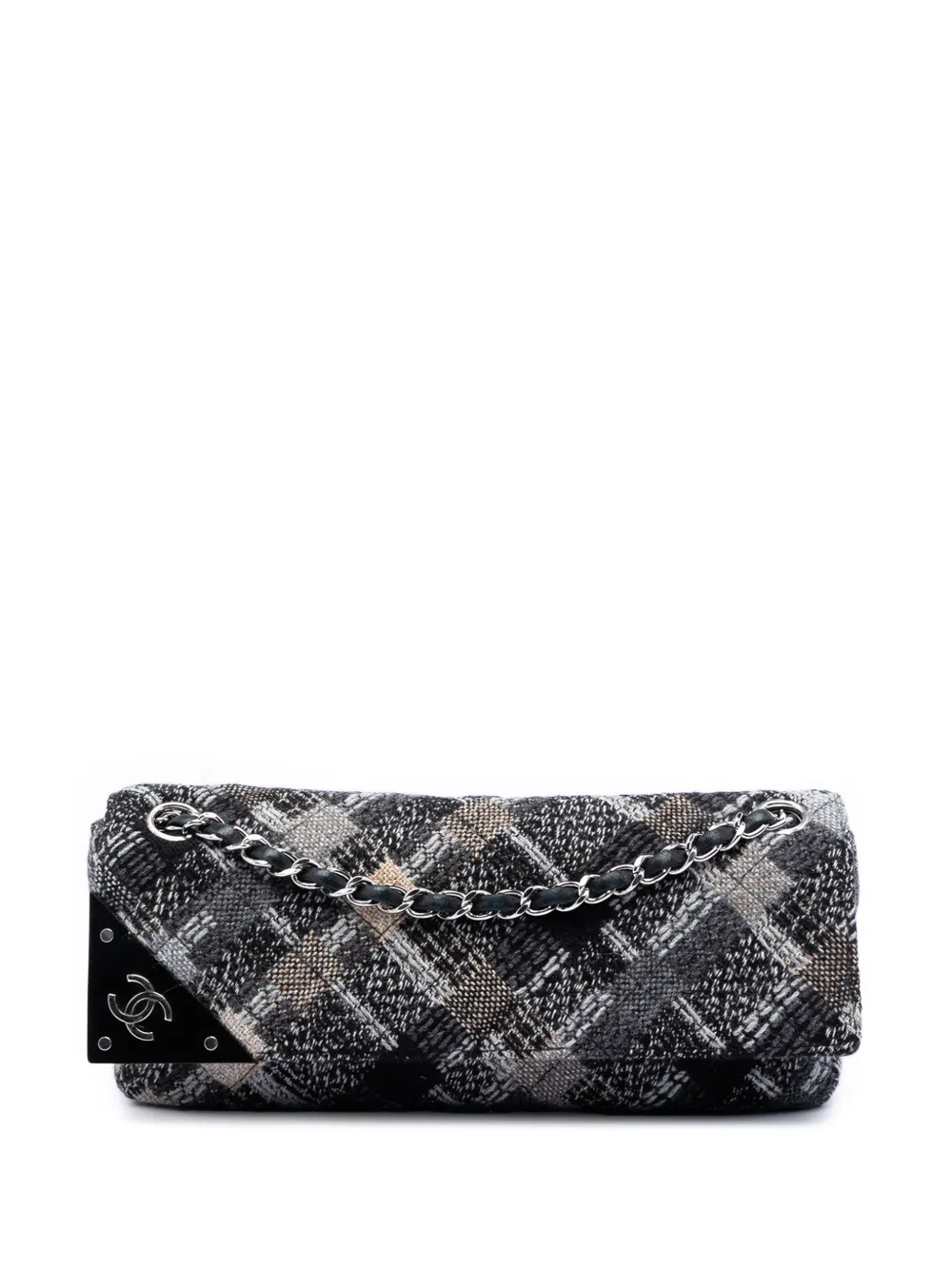 CHANEL Pre-Owned 2005-2006 Quilted Tweed East West Flap shoulder bag - Grigio