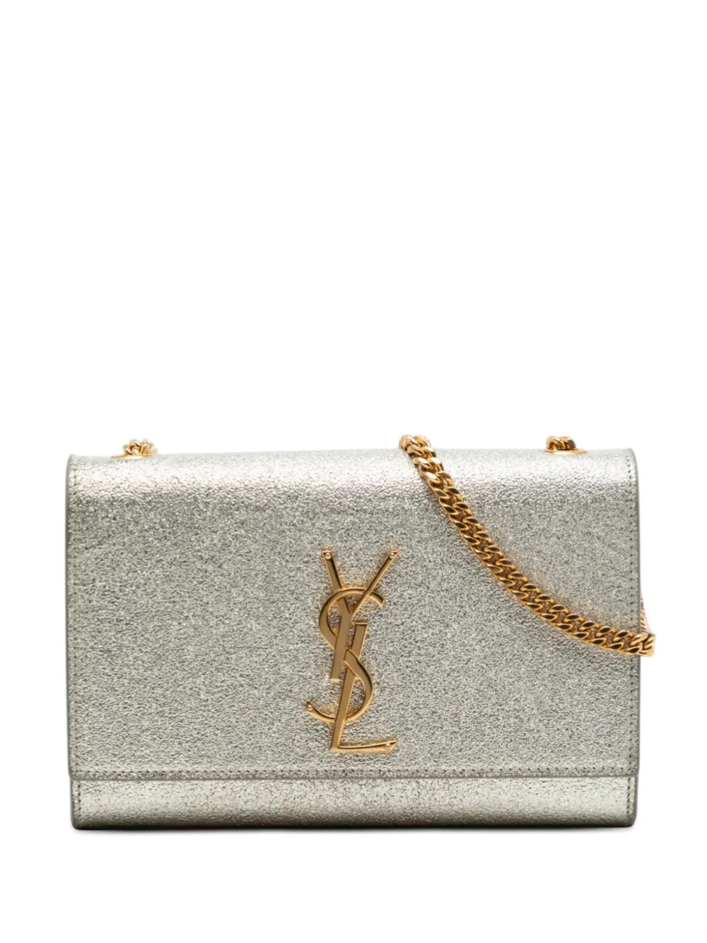 Saint Laurent Pre-Owned 2018 Small Metallic Calfskin Classic Monogram Kate crossbody bag - Argento