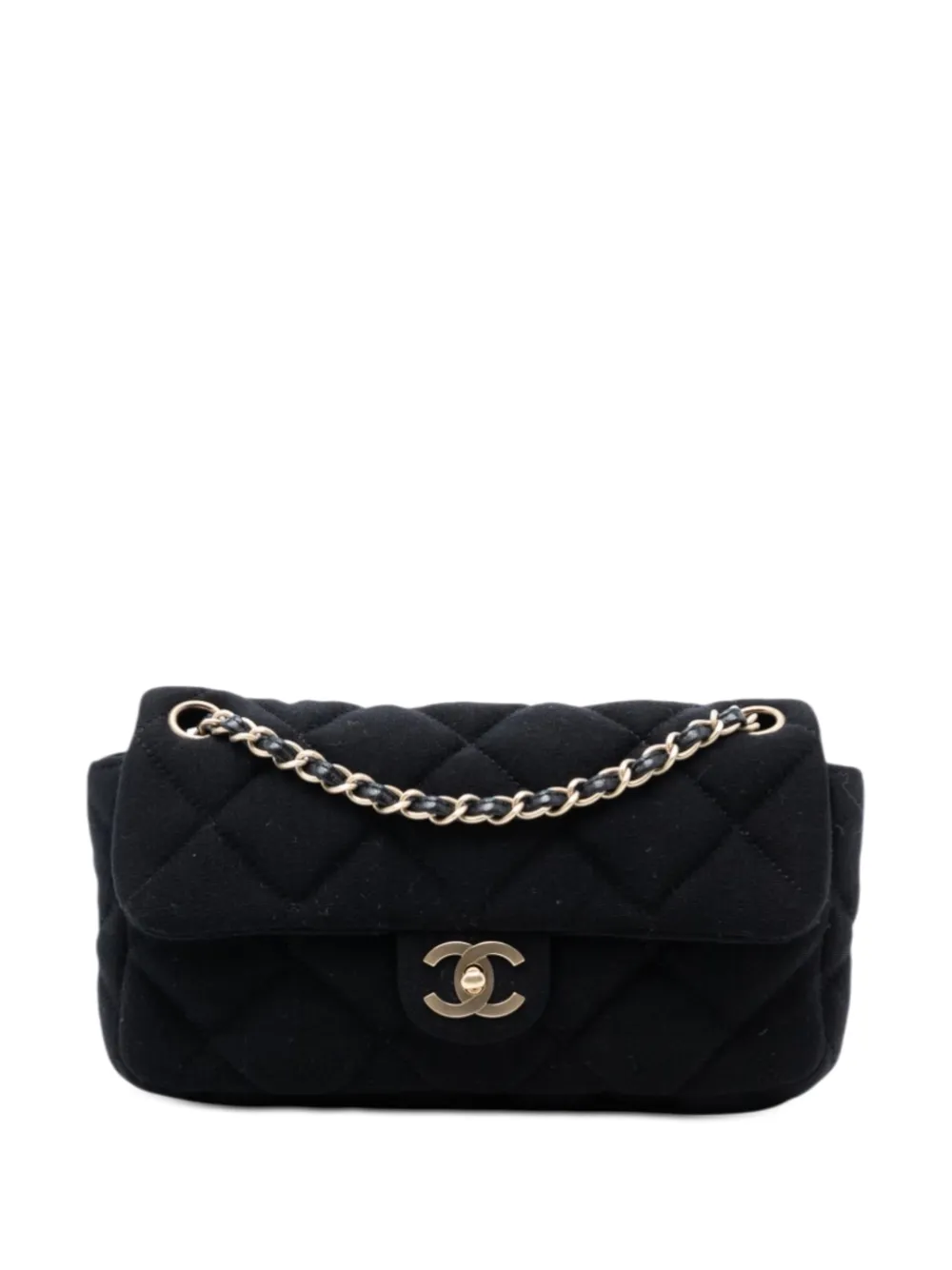 CHANEL Pre-Owned 2006-2008 CC Quilted Jersey East West Flap shoulder bag - Nero