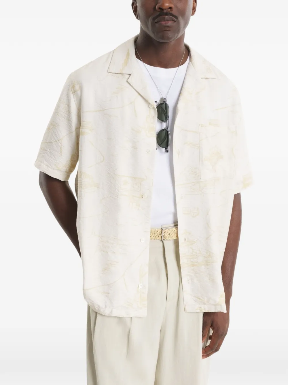 Maison Kitsuné Overhemd met print Beige