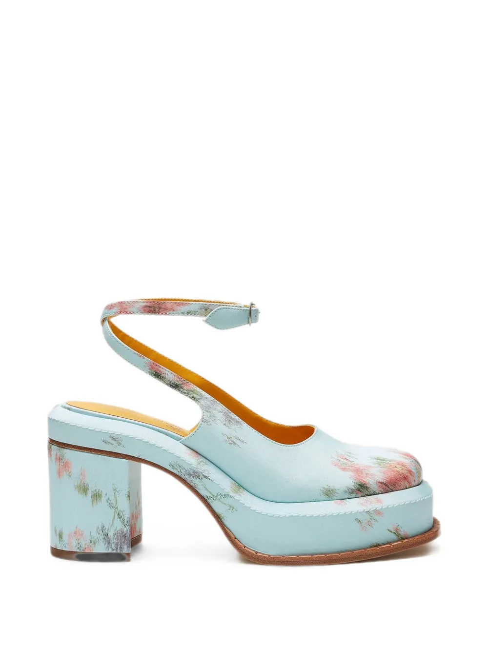 LILI CURIA Nico floral-print heeled mules Blauw