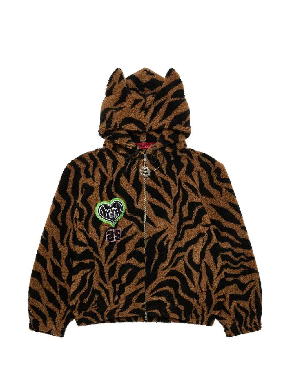 Chopova Lowena tiger print hooded sweatshirt - Brown