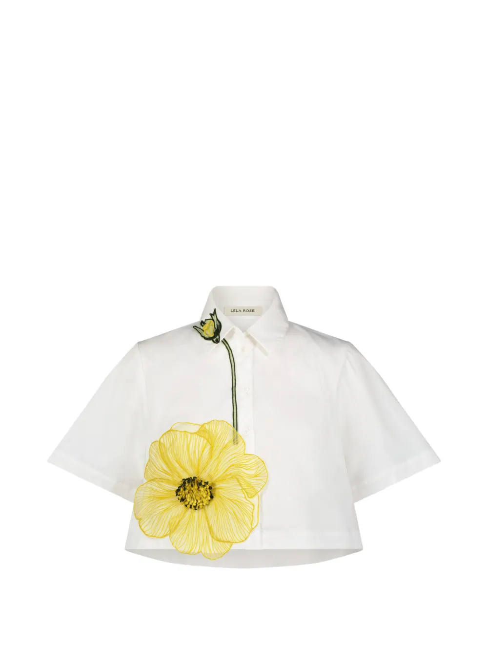 Lela Rose floral-appliqué shirt - Weiß