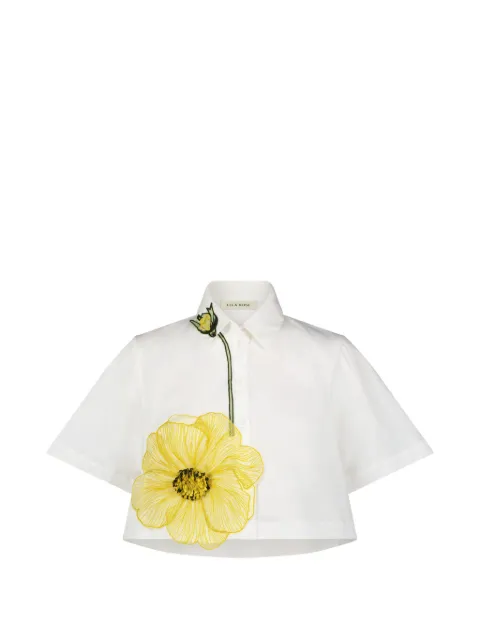Lela Rose floral-appliqué shirt