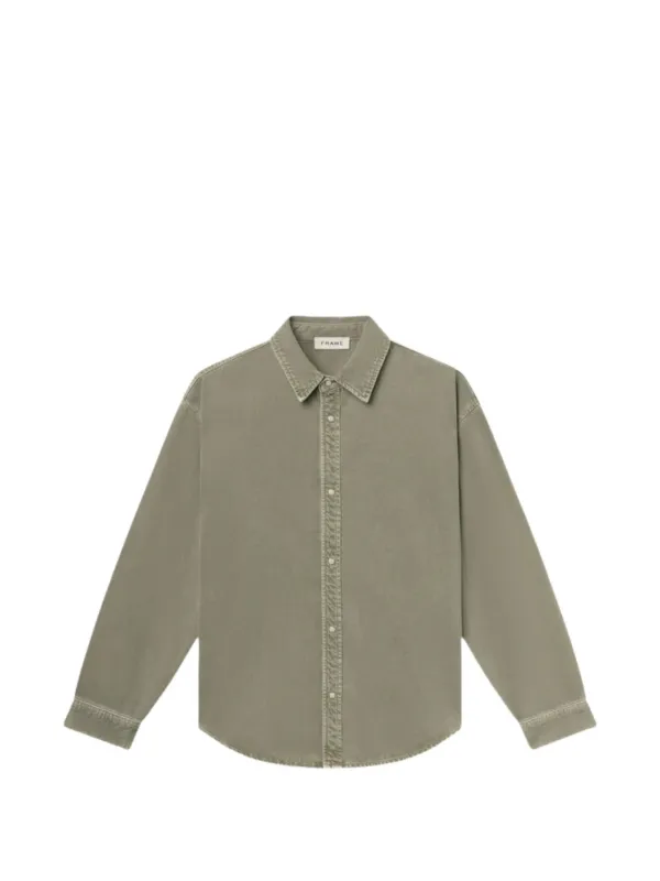 Frame Relaxed-fit Long-sleeve Overshirt in Green