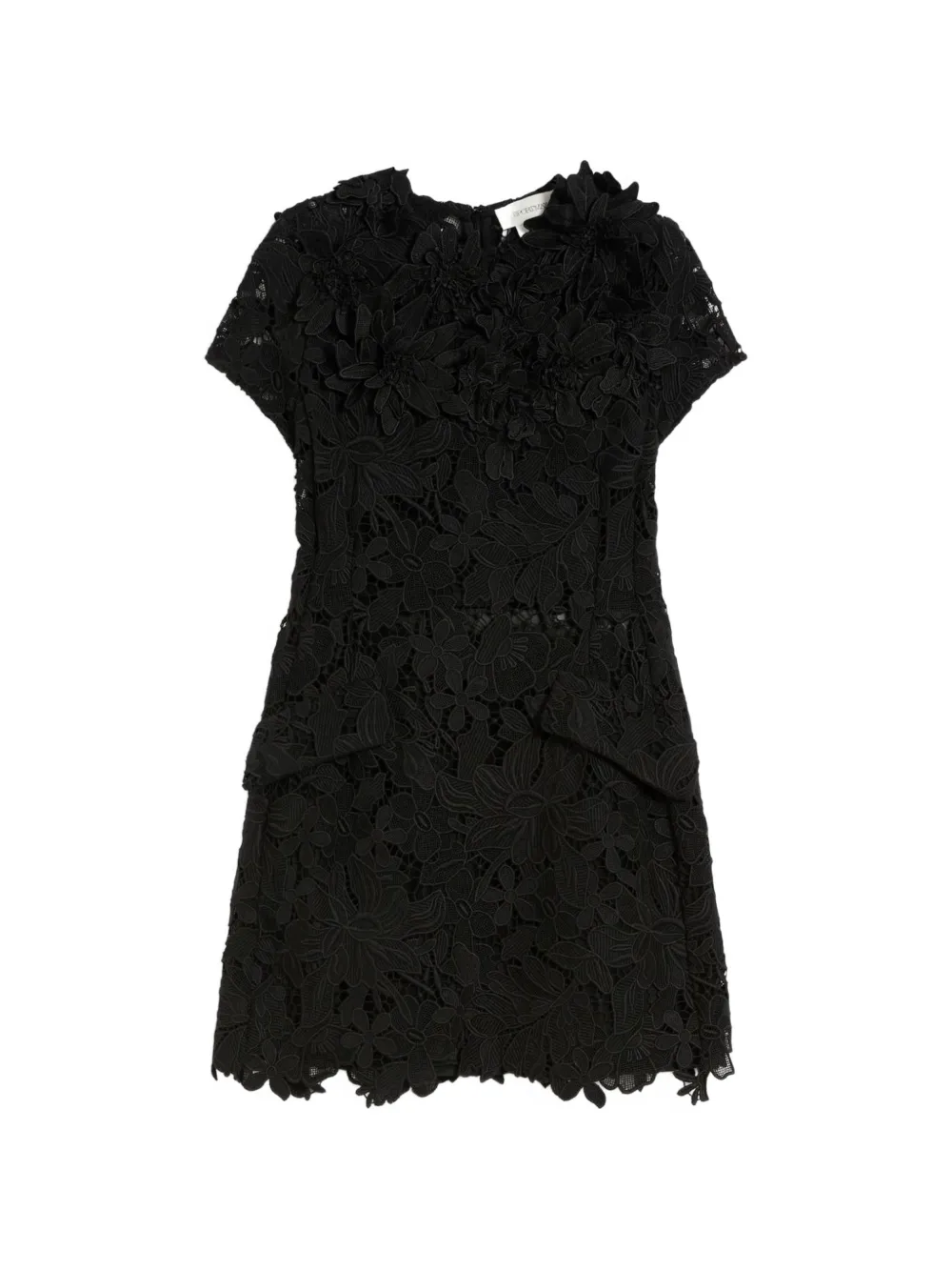 Max Mara floral-appliqué lace dress - Nero