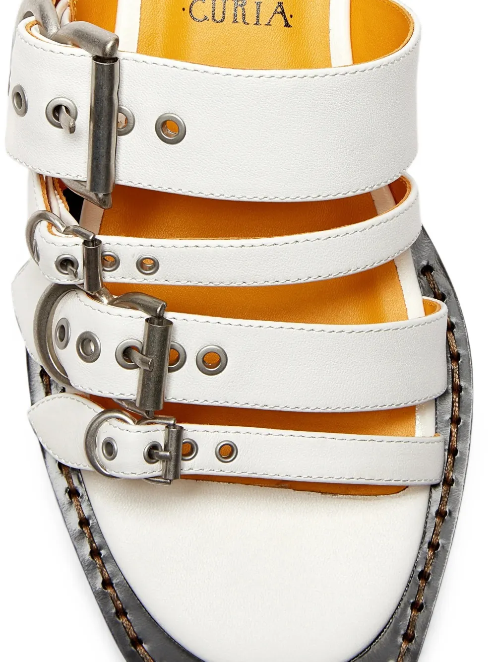 LILI CURIA Margo multi-buckle square-toe sandals Wit