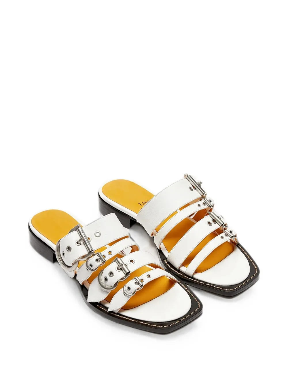 LILI CURIA Margo multi-buckle square-toe sandals Wit