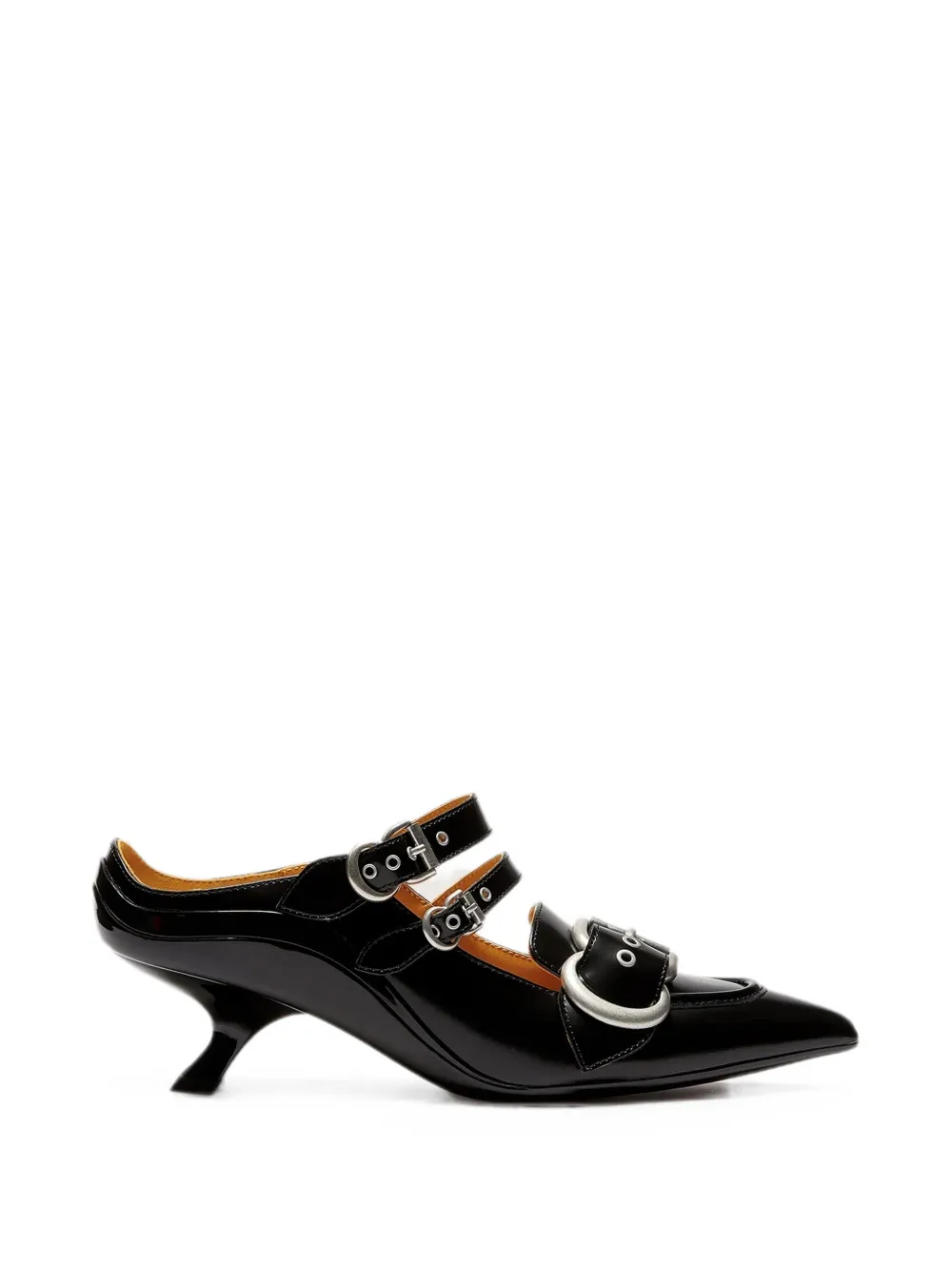 LILI CURIA Astrid buckle-detail pointed-toe mules Zwart