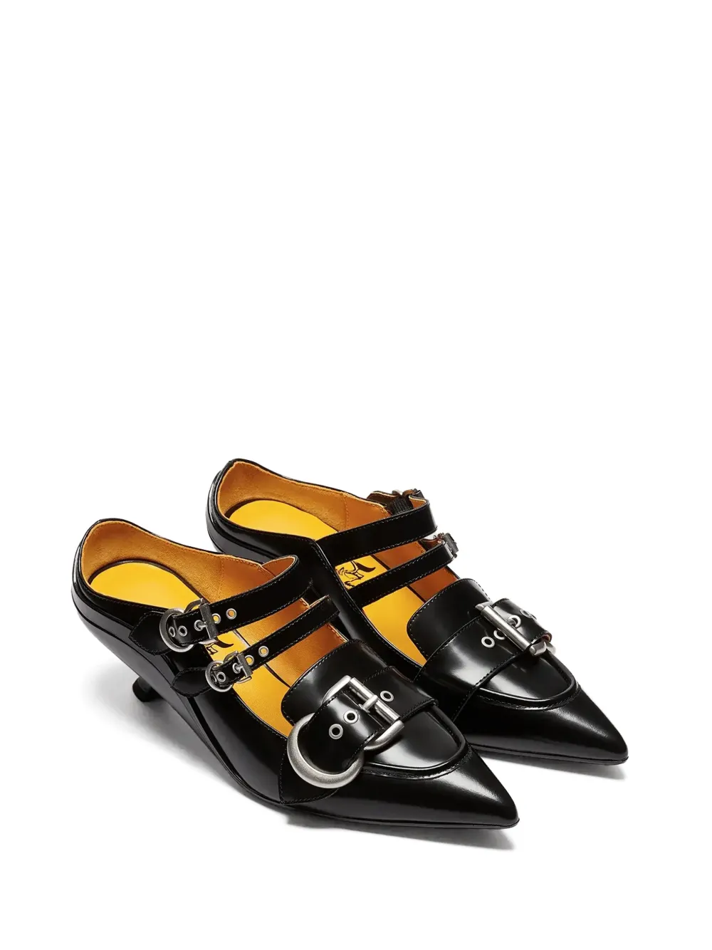 LILI CURIA Astrid buckle-detail pointed-toe mules Zwart