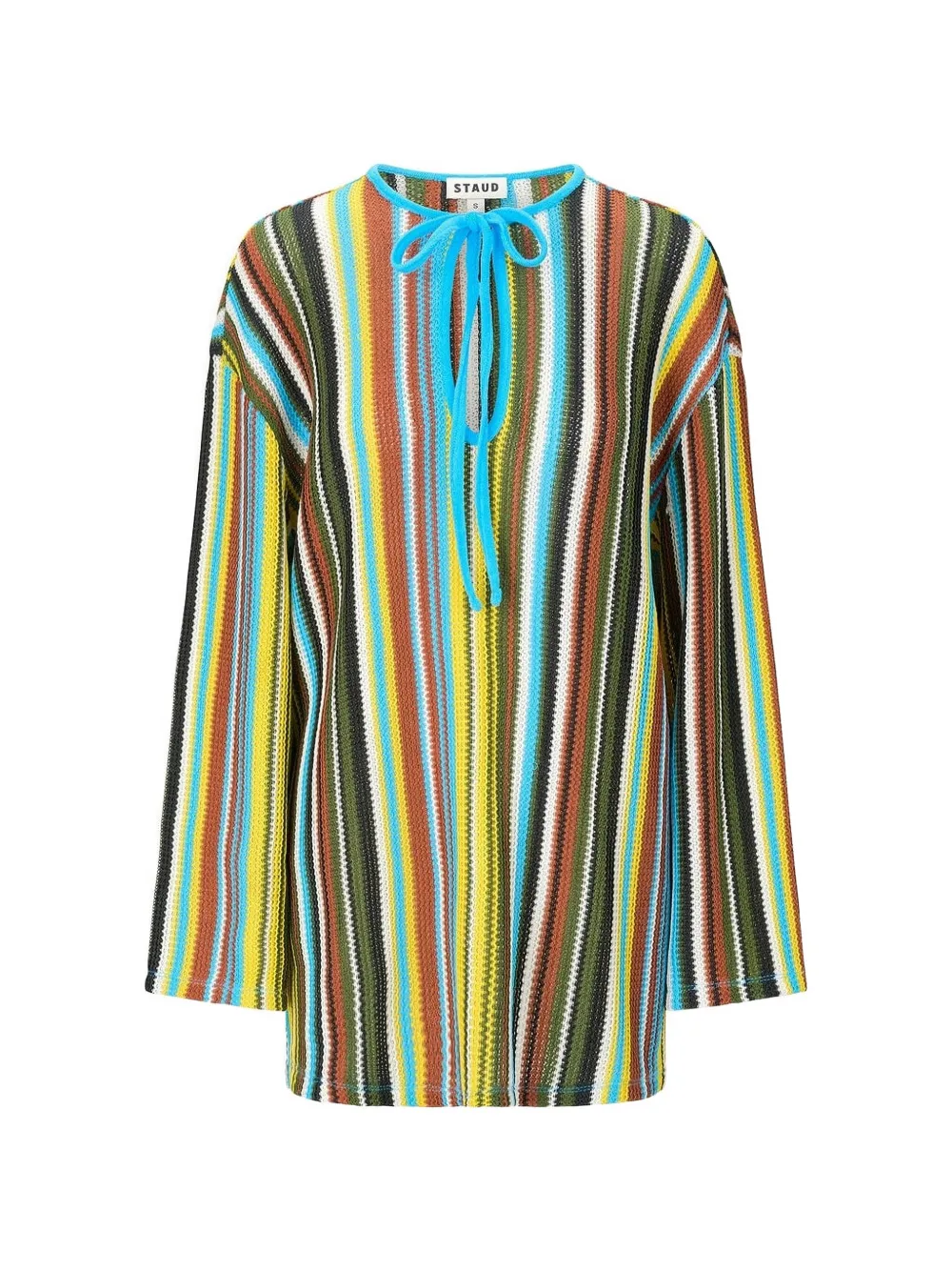 STAUD Catalina striped tie-neck mini dress - Blu