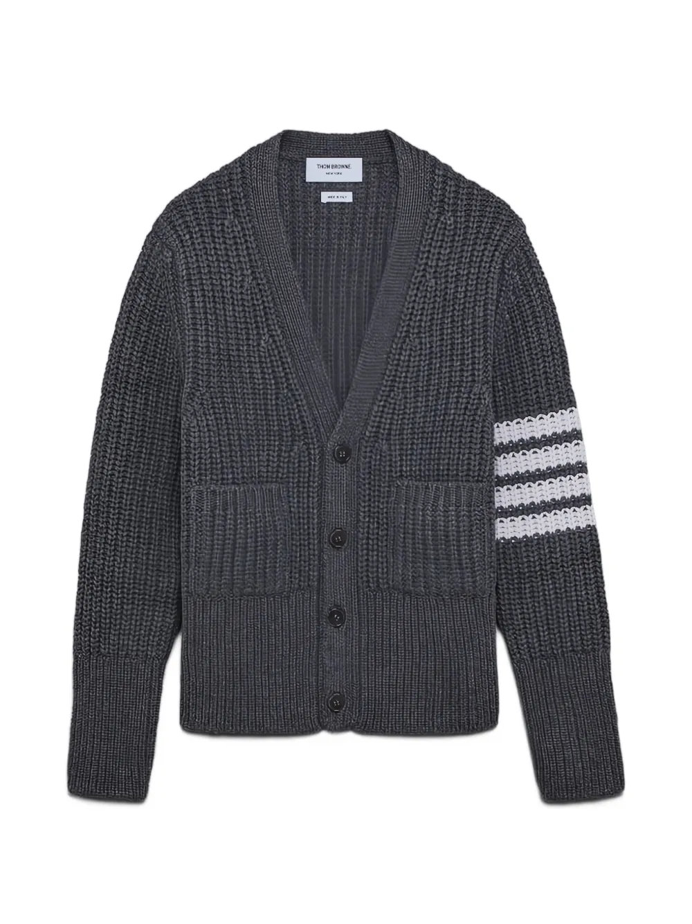 Thom Browne stripe V-neck cardigan - Grigio