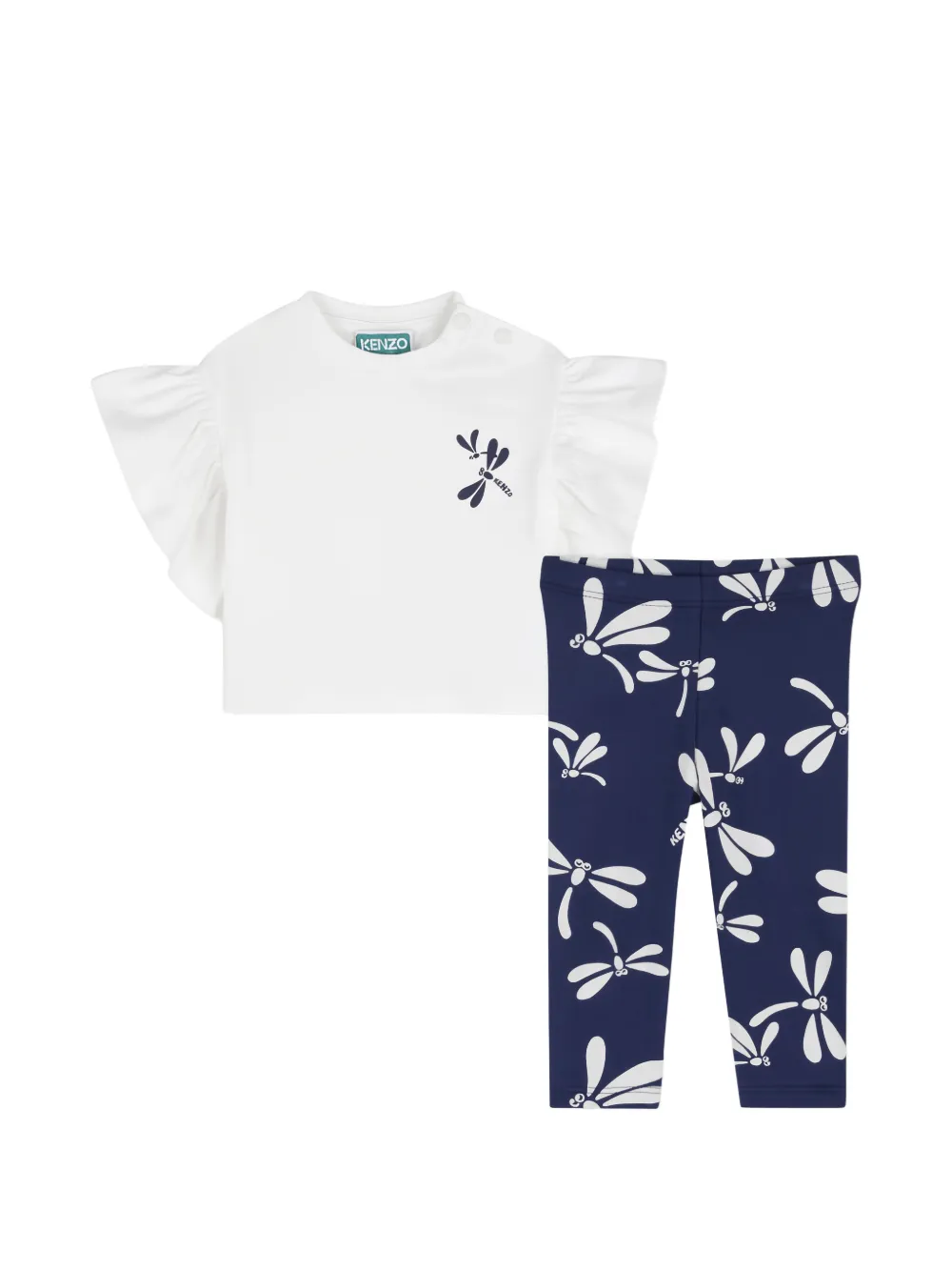 Kenzo Kids dragonfly-print leggings and T-shirt set - Bianco