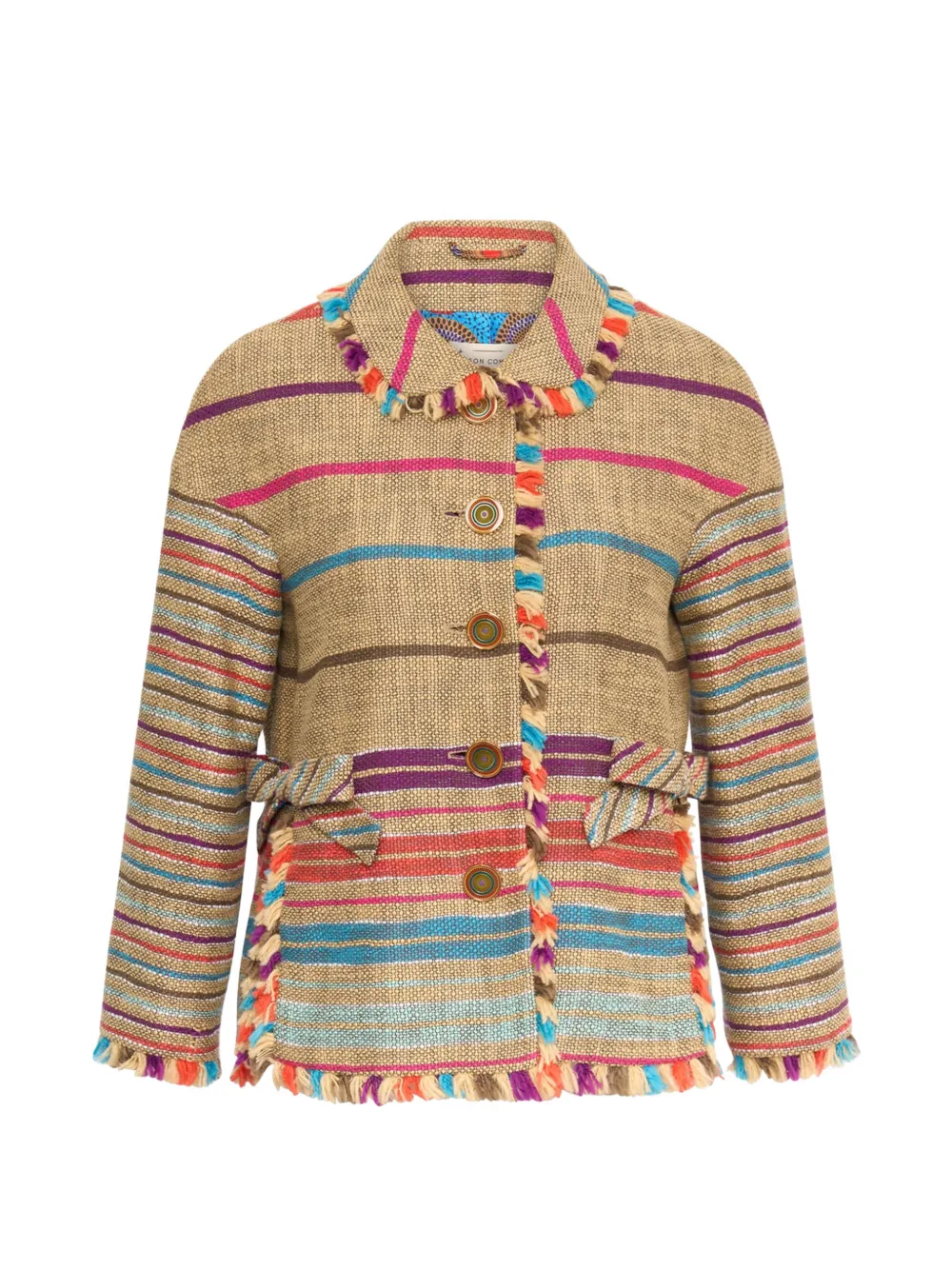 MAISON COMMON striped fringed jacket - Toni neutri