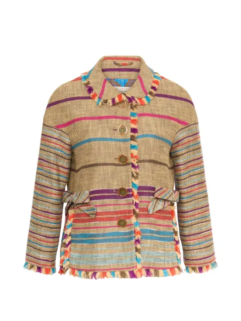 MAISON COMMON striped fringed jacket