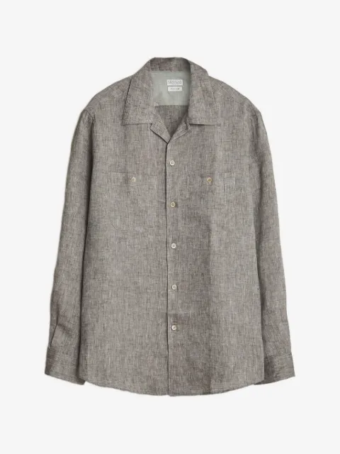 Brunello Cucinelli mélange-effect button-up shirt