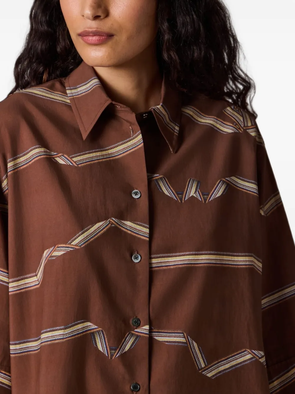 Paul Smith Signature Stripe blouse met knopen Bruin