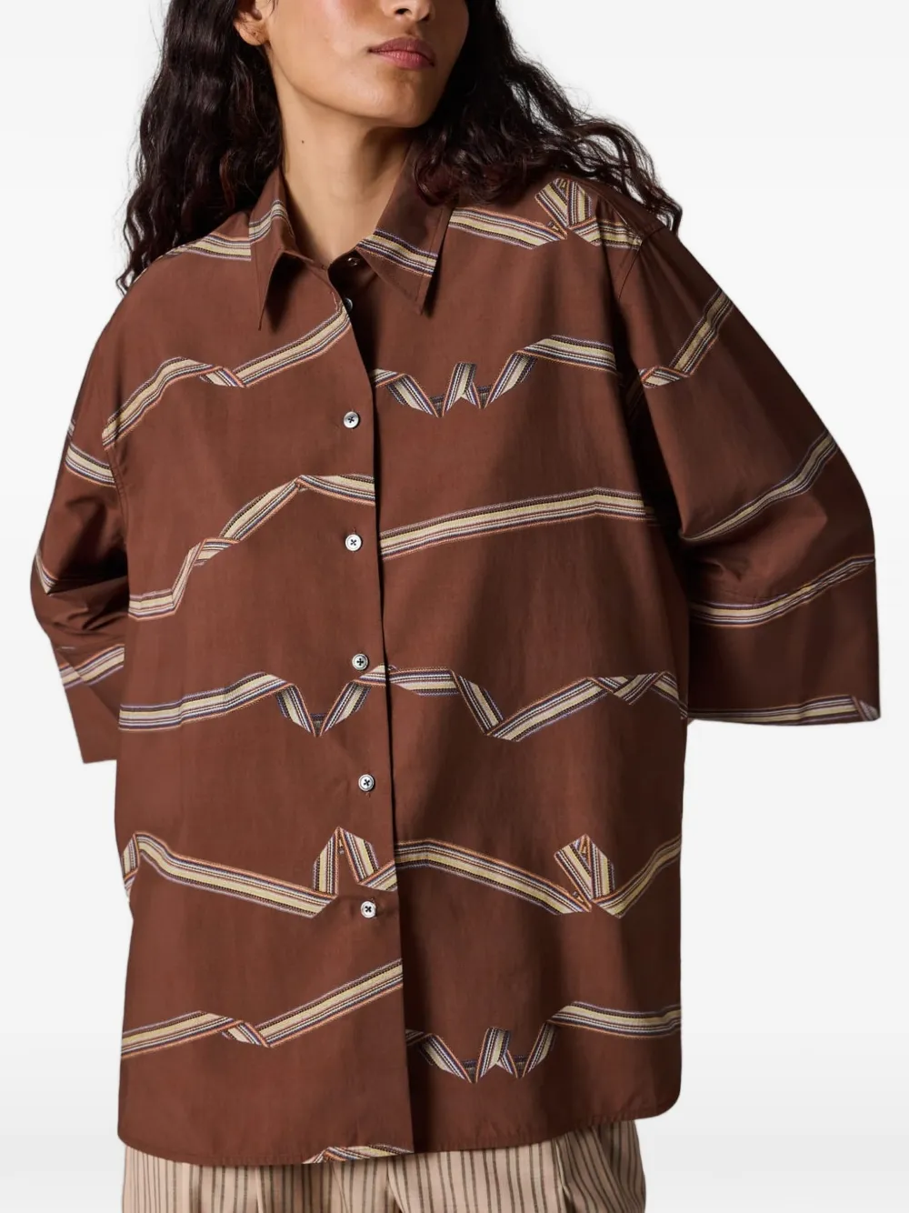 Paul Smith Signature Stripe blouse met knopen Bruin