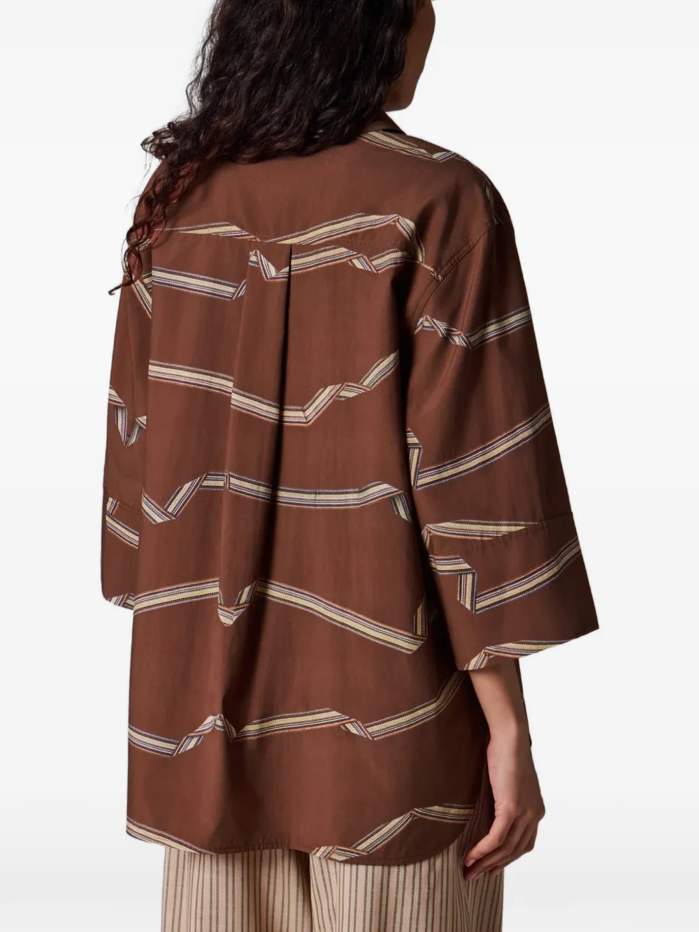 Paul Smith Signature Stripe blouse met knopen Bruin