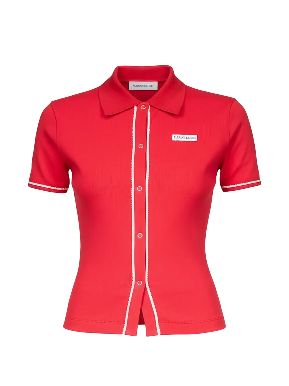 Marine Serre ribbed-trim shirt - Rosso