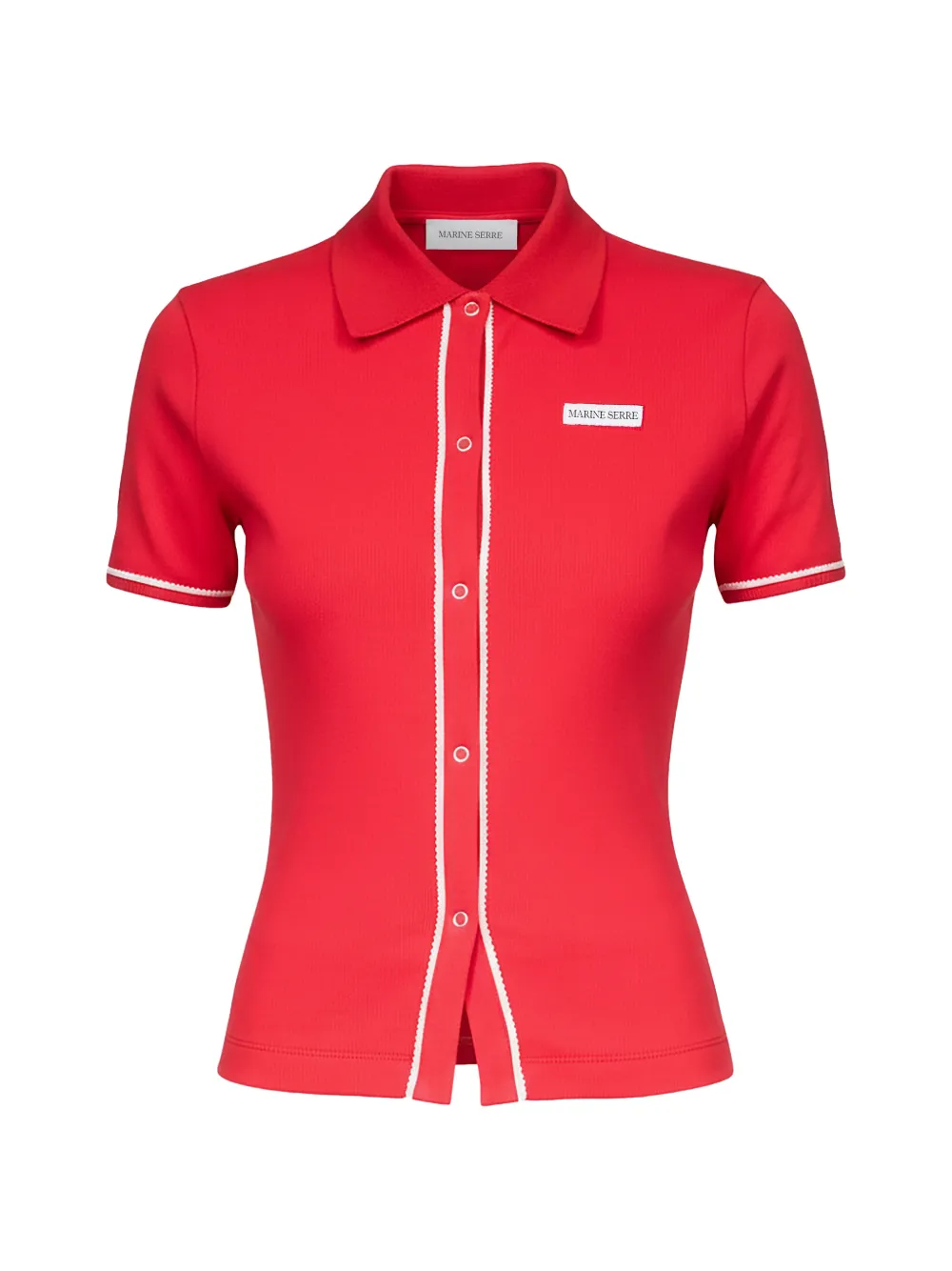 Marine Serre ribbed-trim shirt - Rosso
