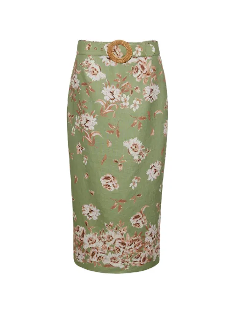 Cara Cara floral-print belted midi skirt
