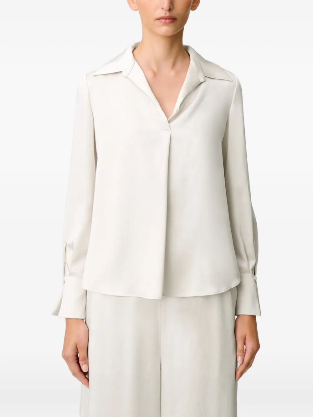 Claudie Pierlot Flowy blouse met kraag Beige