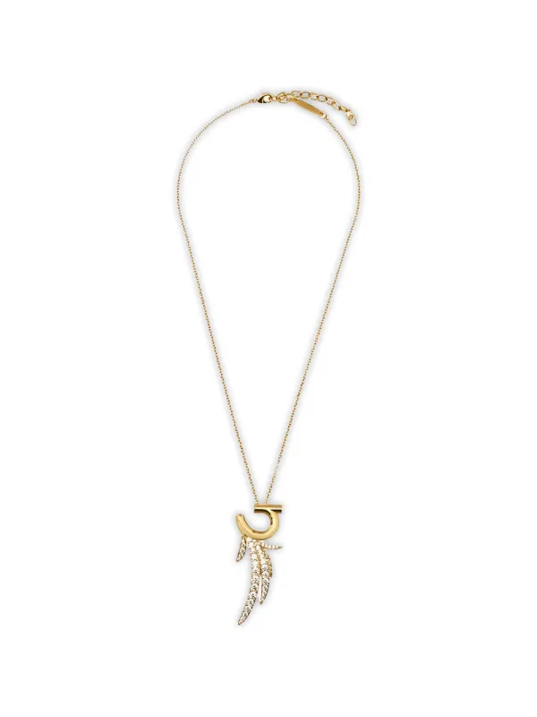 Ferragamo Crystal-embellished Pendant Necklace in Gold