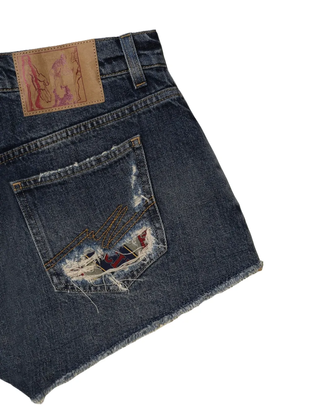 Martine Rose Gerafelde shorts Blauw