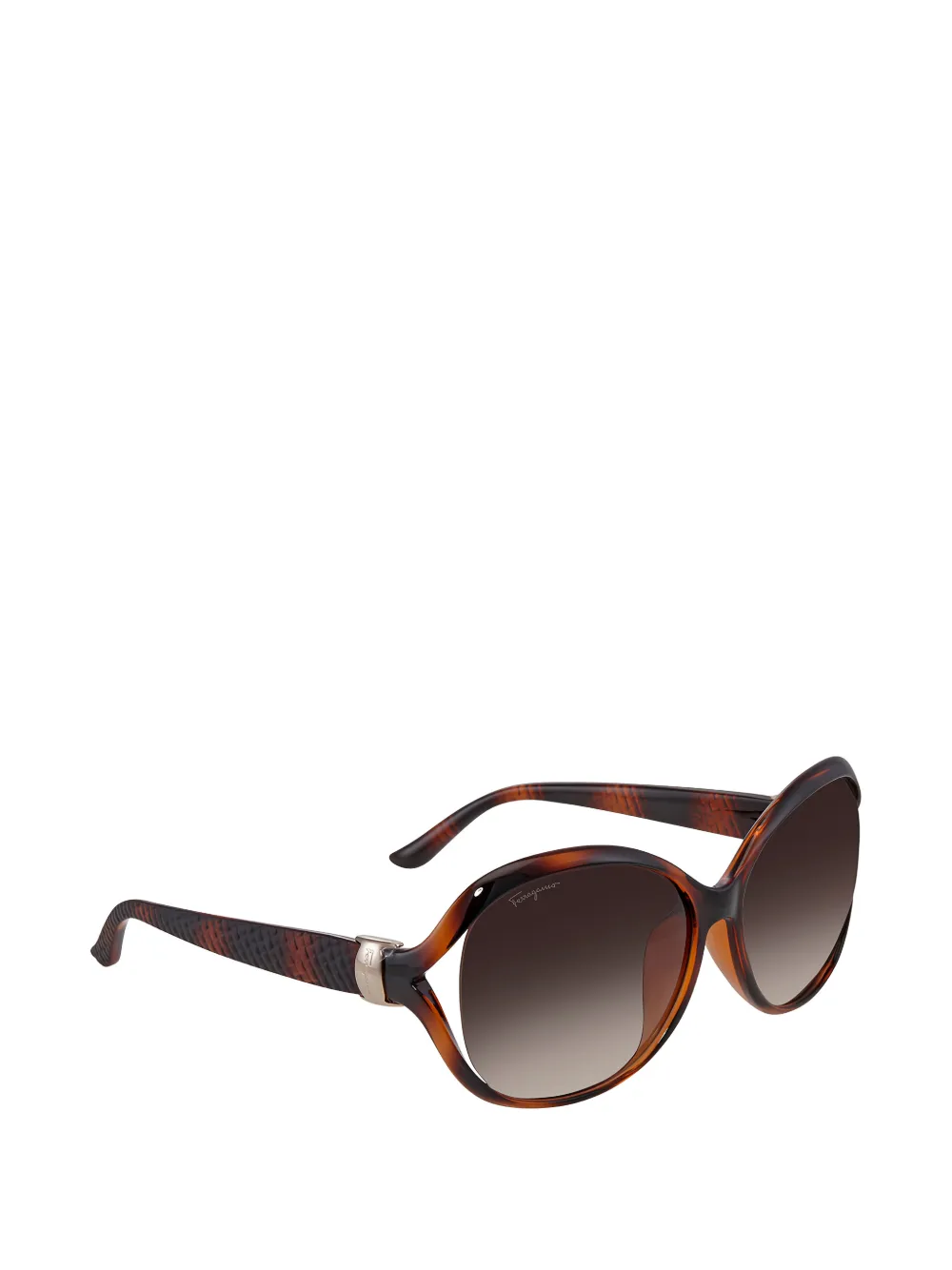 Ferragamo Eyewear Zonnebril met ovalen montuur Bruin