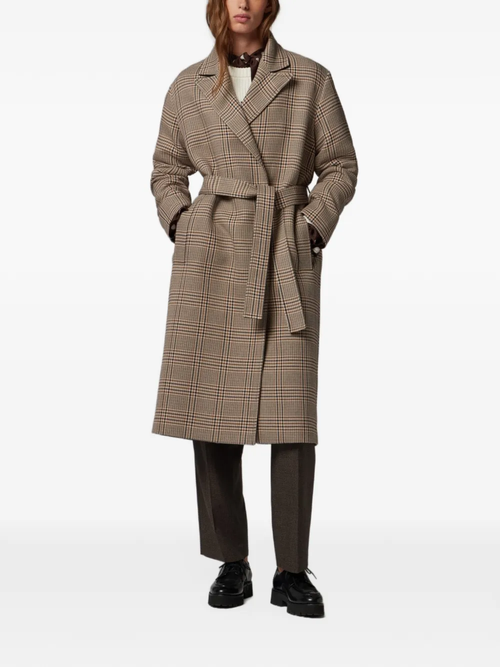 Paul Smith Jas met geruite ceintuur Beige