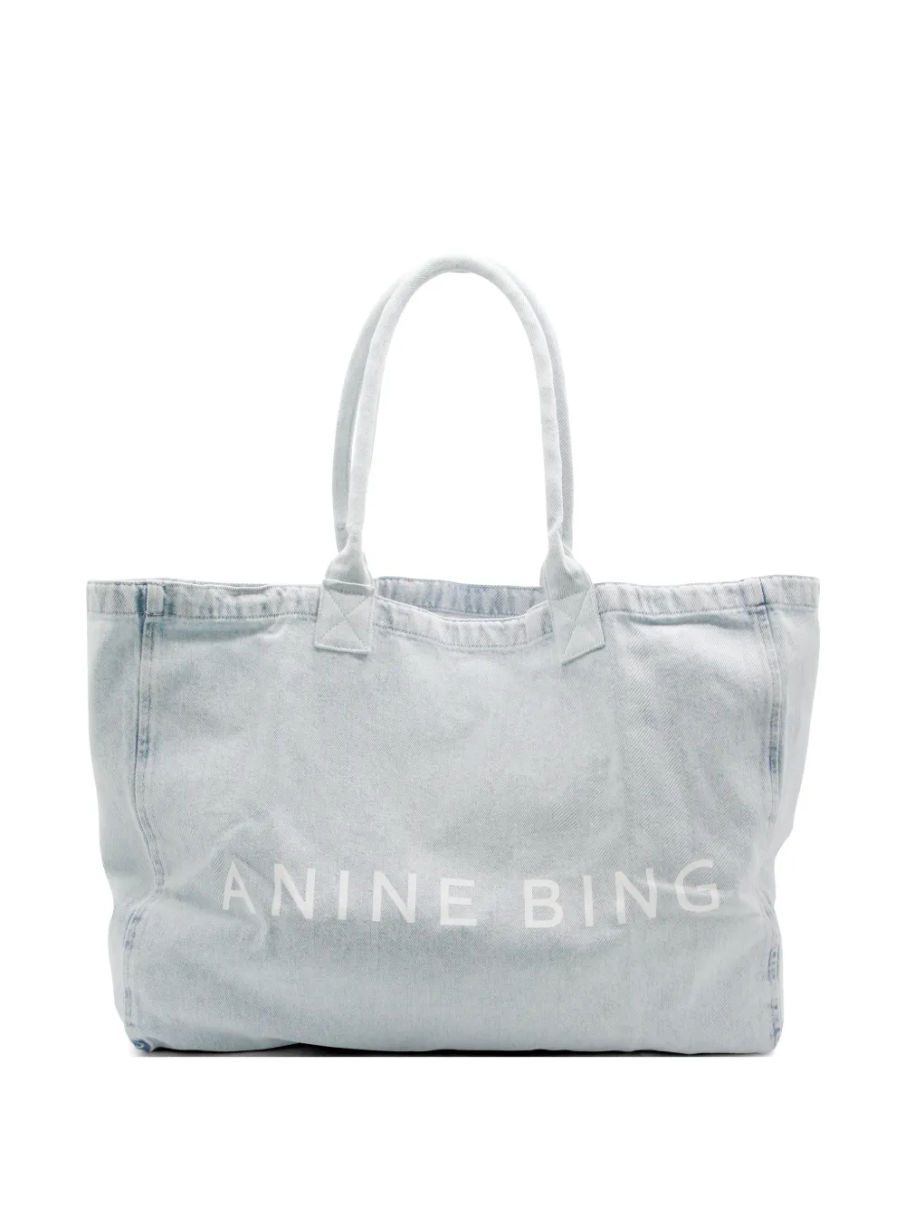 ANINE BING Borsa tote in cotone con logo - Blu