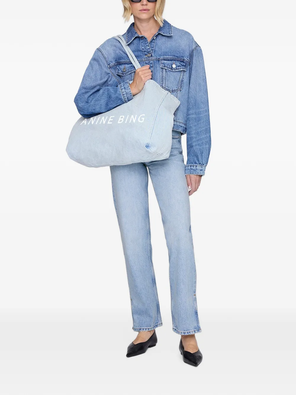 ANINE BING Shopper met logo Blauw
