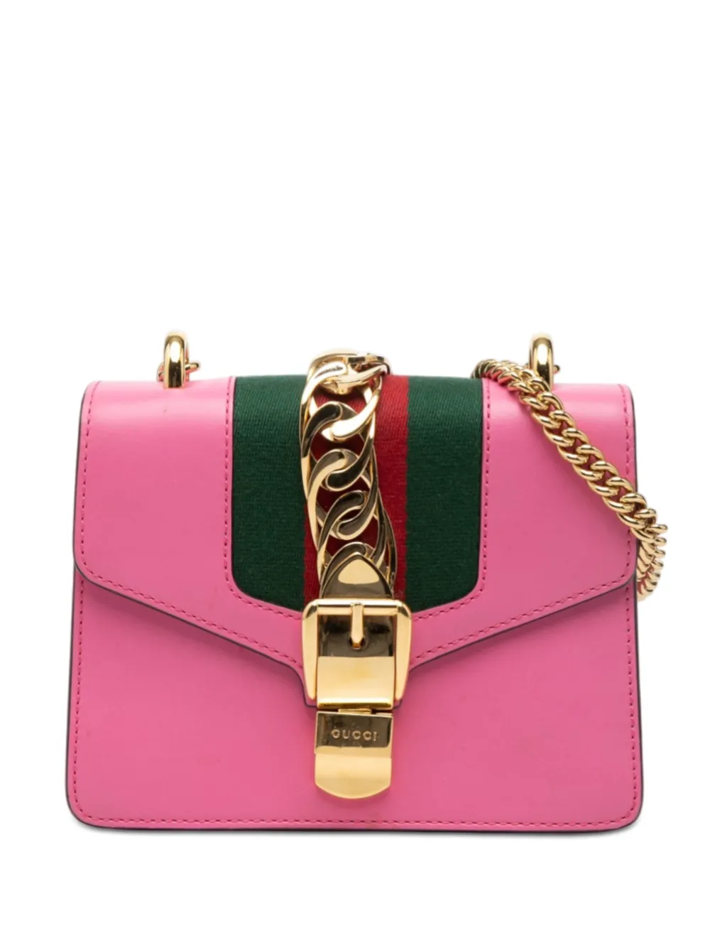 Gucci Pre-Owned 2016-2026 Mini Calfskin Web Sylvie Chain crossbody bag - Rosa