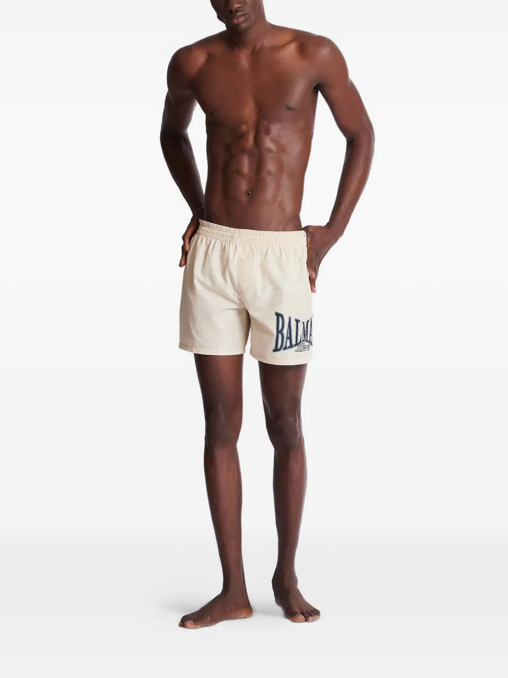 Balmain Zwembroek met logoprint Beige